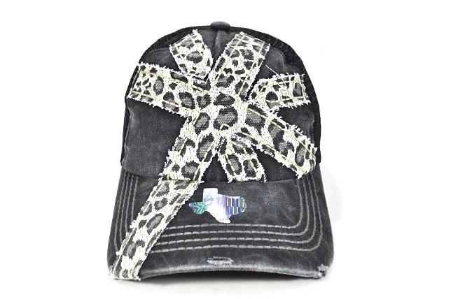 069-PLAIN PIGMENT VINTAGE LEOPARD CROSS TRUCKER- KHAKI/BLK MESH